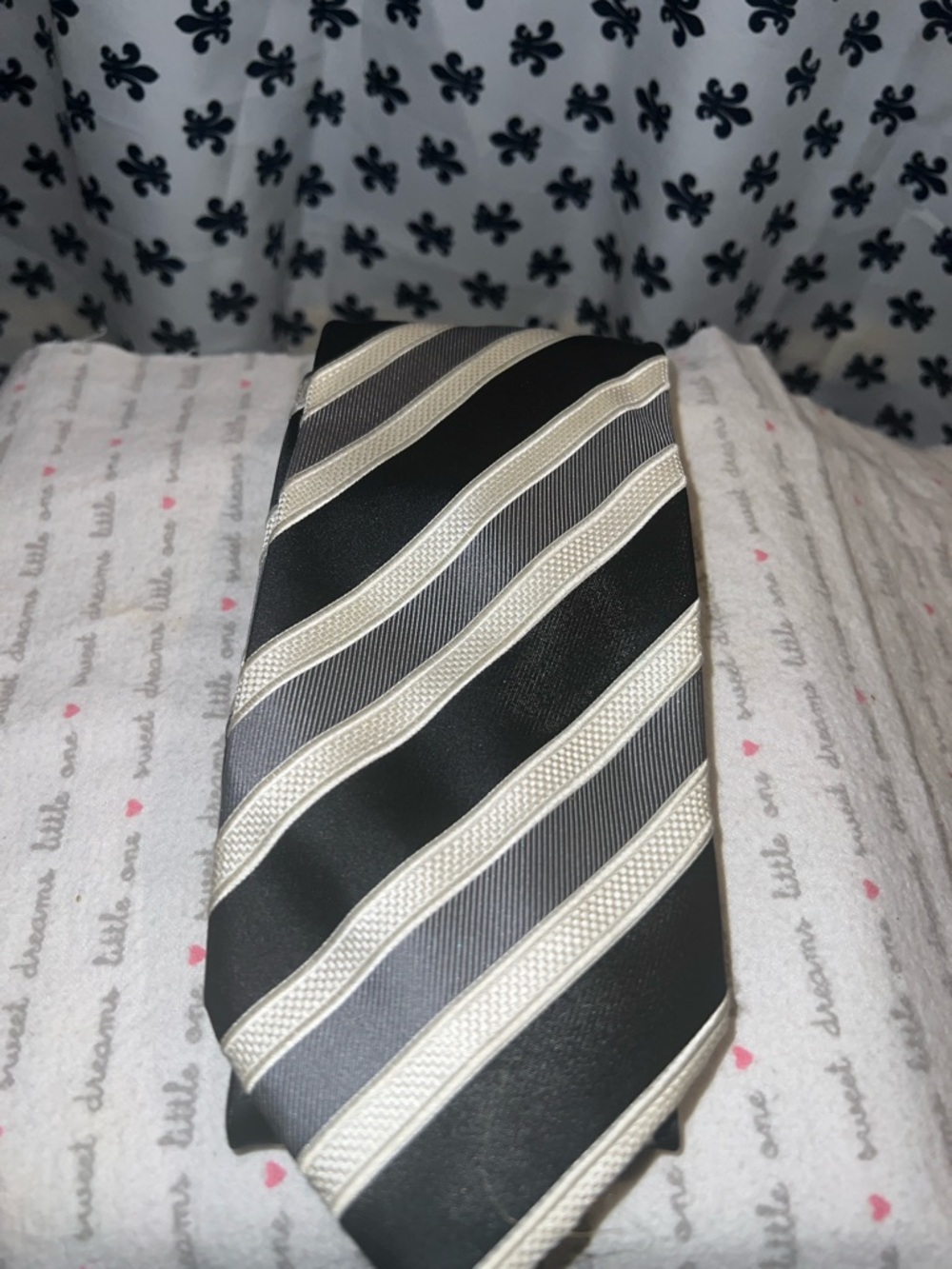 Donald.j trump Classic Black and Silver Diagonal Stripe Men's Tie